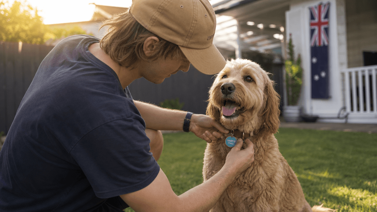 Dog registration laws Australia — attaching a council tag to a dog's collar