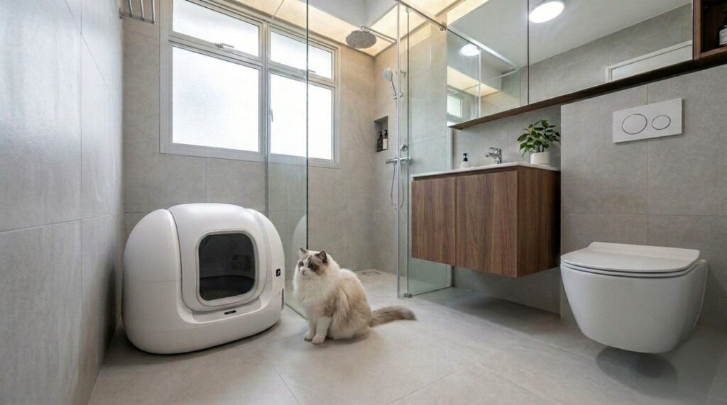 cat using best self-cleaning litter boxes