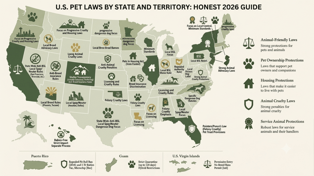 Illustration showing us pet law as state, county, and city as separate layers of pet law to verify.