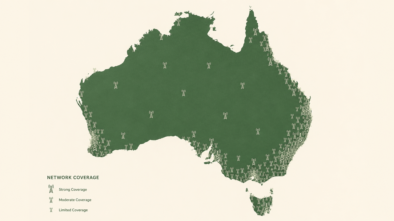 GPS trackers for Australian networks: illustrated coverage density across Australia.