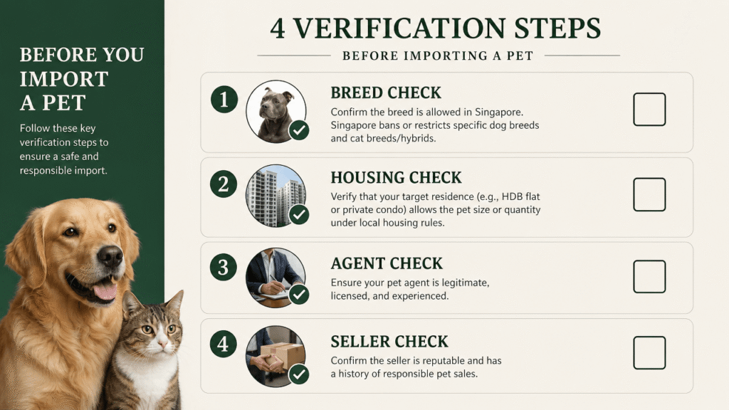 Singapore pet import guide: illustrated verification checklist before importing a pet.