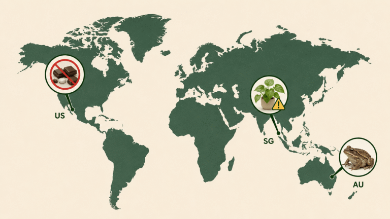 Toxic foods and plants for pets by region: US, Australia, and Singapore hazards compared.