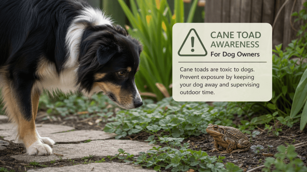 Illustration representing cane toad awareness for dog owners in Australia.